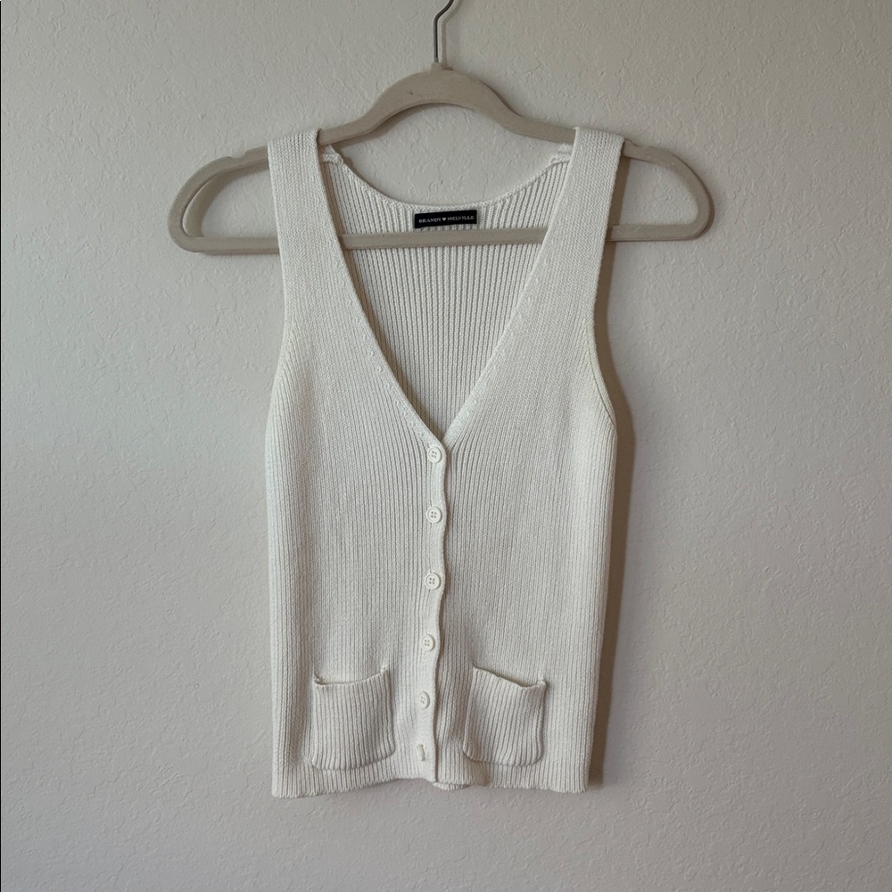 Brandy Melville Cream Knit Vest OS